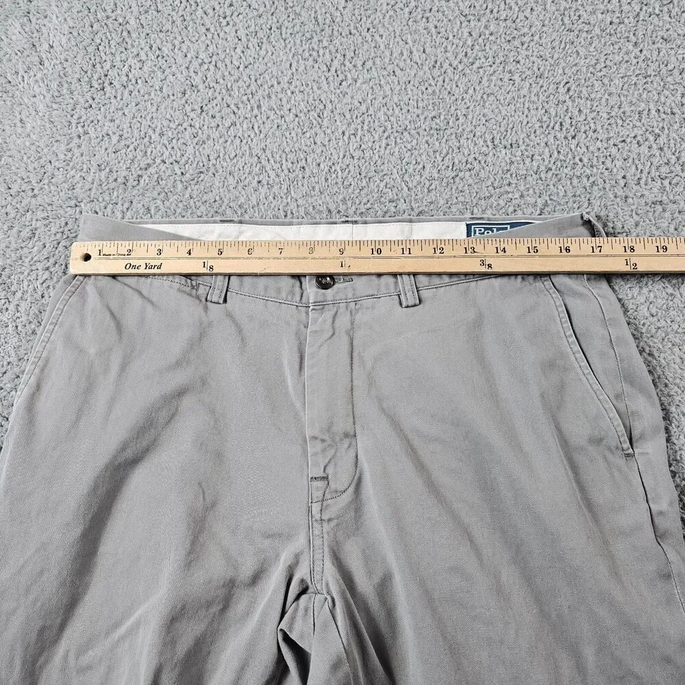 Polo Ralph Lauren Pants Mens 34x32 Gray Chino Classic Fit Flat Front Casual Prep